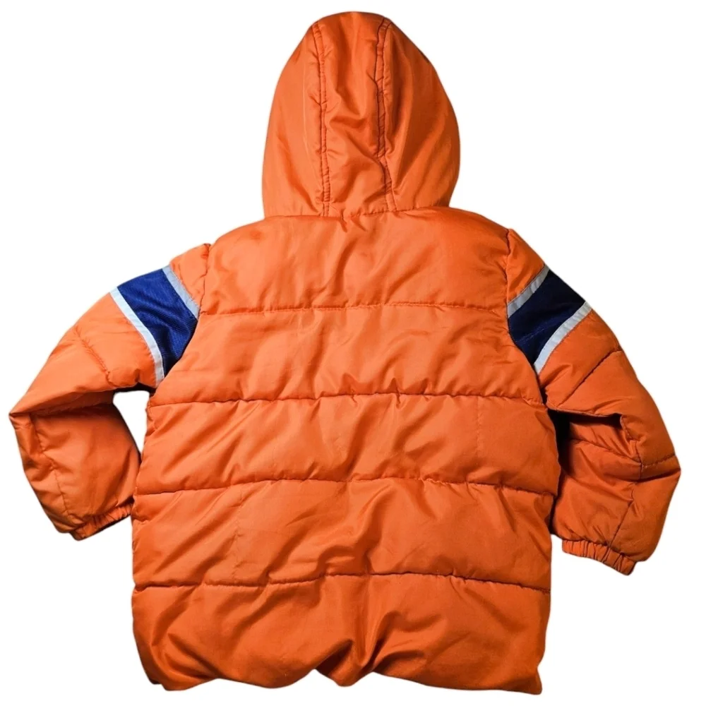 Boys Xtreme Hooded Winter Puffer Sz 4, Orange Retro Colorful Colorblock 90s/00s